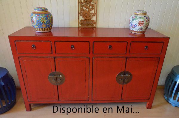 Buffet chinois rouge 139cm