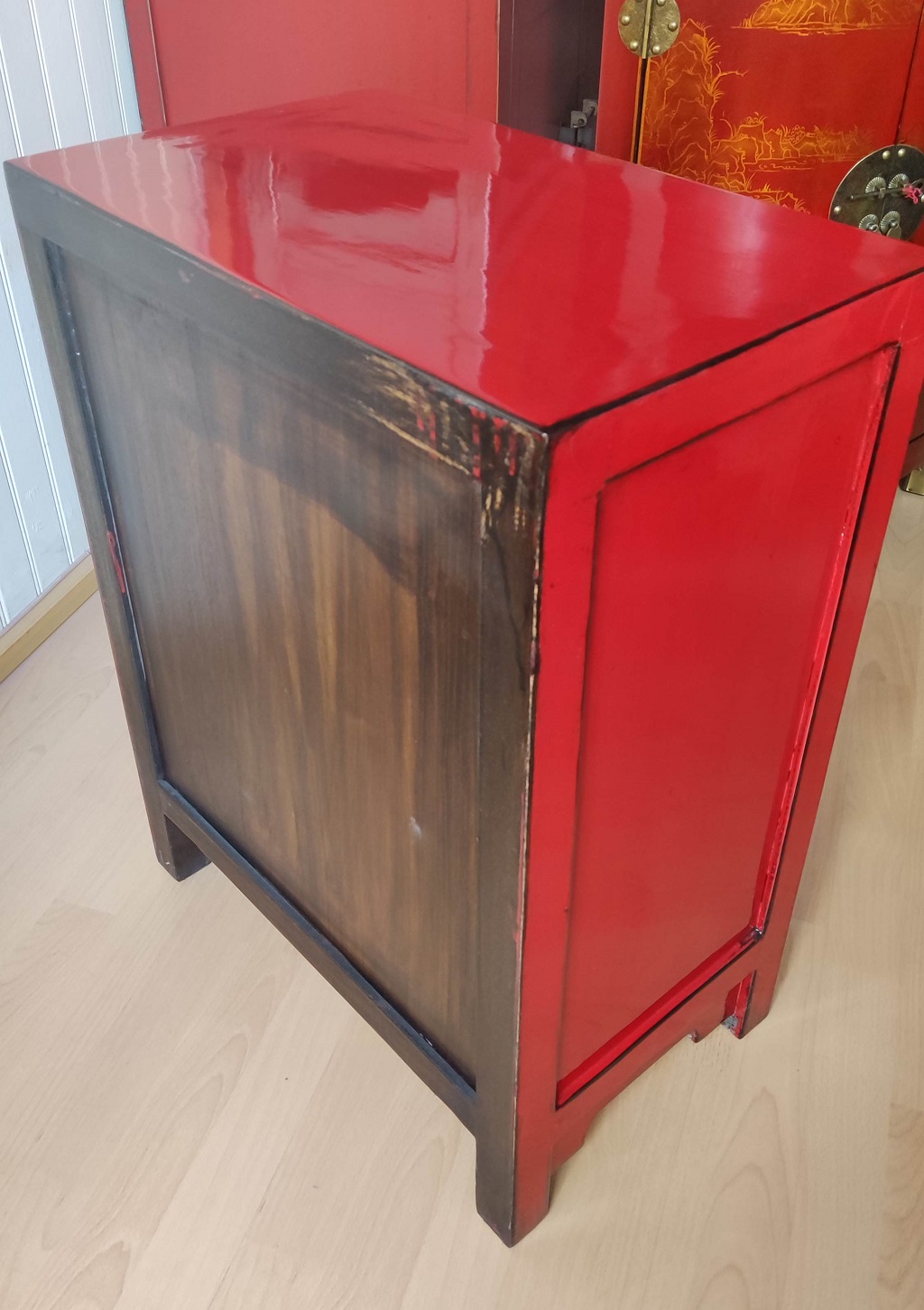 Commode 4 tiroirs rouge