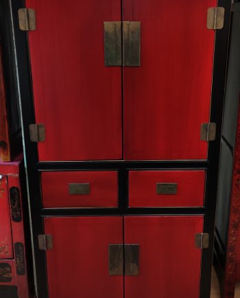 Armoire chinoise rouge et noire